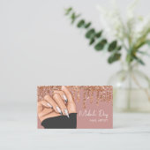 Nail Artist Designer Salon Faux Glitter Roos Roze Visitekaartje (Staand voorkant)