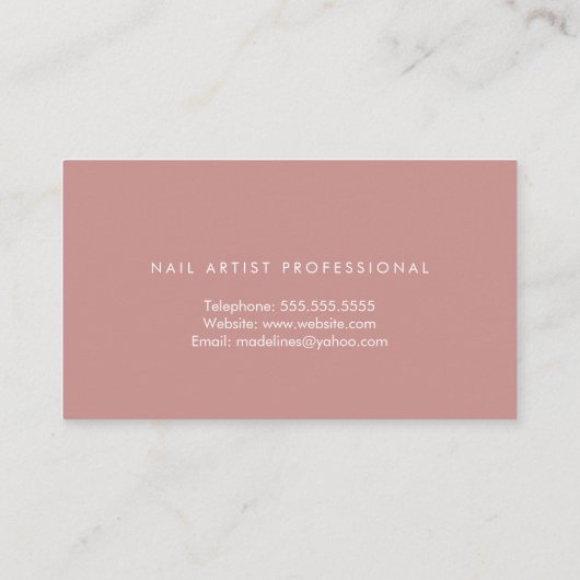 Nail Artist Designer Salon Faux Glitter Roos Roze Visitekaartje (Achterkant)