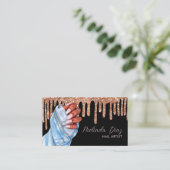 Nail Artist Designer Salon Roos Faux Glitter Visitekaartje (Staand voorkant)