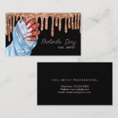 Nail Artist Designer Salon Roos Faux Glitter Visitekaartje (Voorkant / Achterkant)