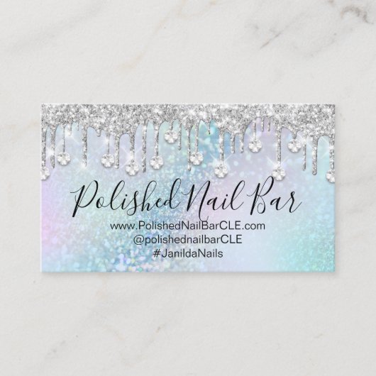 Nail Artist Drift Blue Holographic Diamond Visitekaartje (Voorkant)