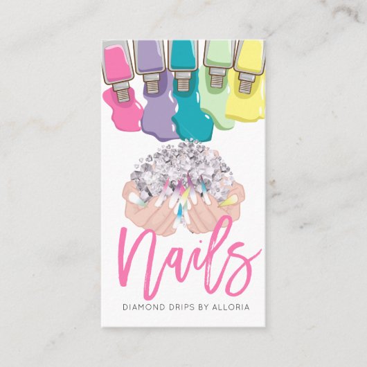 Nail Artist Drift Pools hand Logo Nail Salon Visitekaartje (Voorkant)