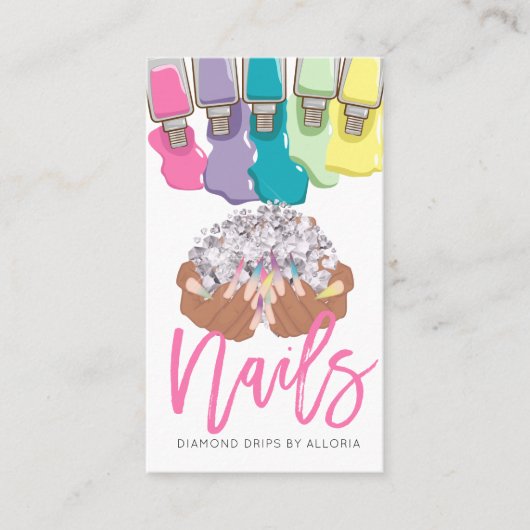 Nail Artist Drift Pools hand Logo Nail Salon Visitekaartje (Voorkant)