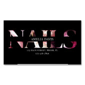 Nail Artist Elegant Bloemen Zwart Roze Manicurist Magnetisch Visitekaartje (Voorkant)