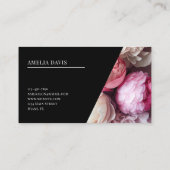 Nail Artist Elegant Bloemen Zwart Roze Manicurist Visitekaartje (Achterkant)