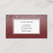 Nail Artist Elegant Burgundy Glitter Visitekaartje (Achterkant)