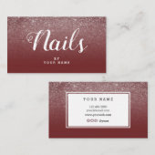 Nail Artist Elegant Burgundy Glitter Visitekaartje (Voorkant / Achterkant)