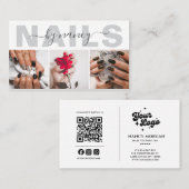 Nail Artist Elegant Photo Collage QR Code Logo Visitekaartje (Voorkant / Achterkant)
