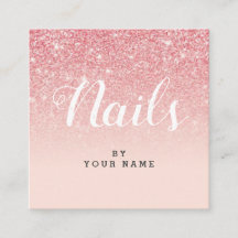 Nail Artist Elegant Pink Gold Square Visitekaartje