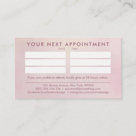 Nail Artist Gentle Pastel Roos Visitekaartje (Achterkant)