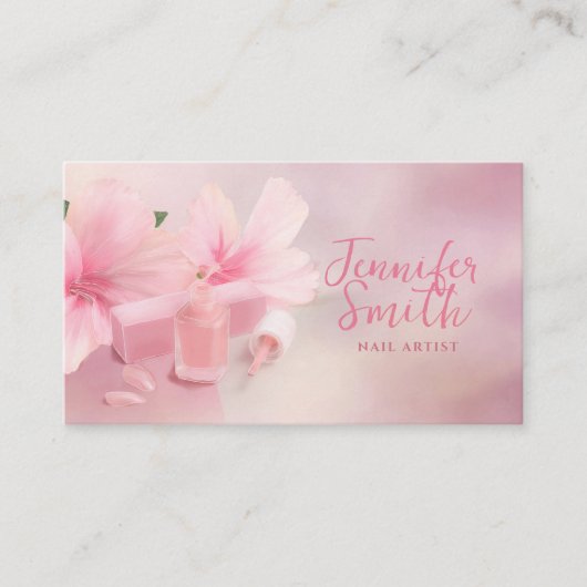 Nail Artist Gentle Pastel Roos Visitekaartje (Voorkant)