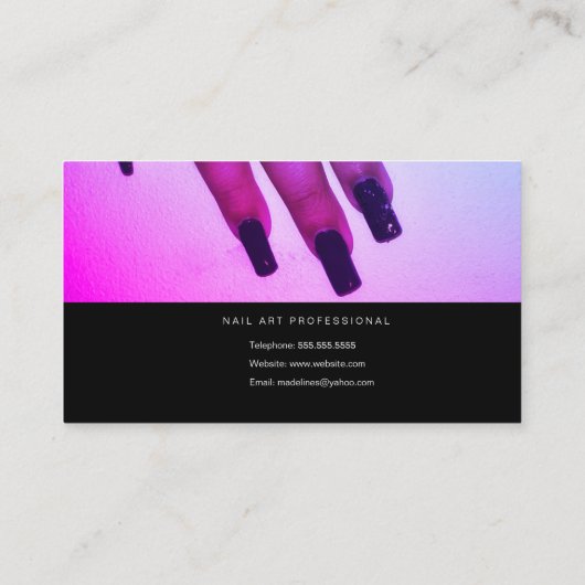 Nail Artist Glow Script en Photo Salon Pink Visitekaartje (Achterkant)