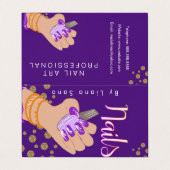 Nail Artist Glow Script Hand Drawn Appointing Visitekaartje (Buitenkant ongevouwen)