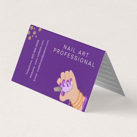 Nail Artist Glow Script Hand Drawn Appointing Visitekaartje (Achterkant)