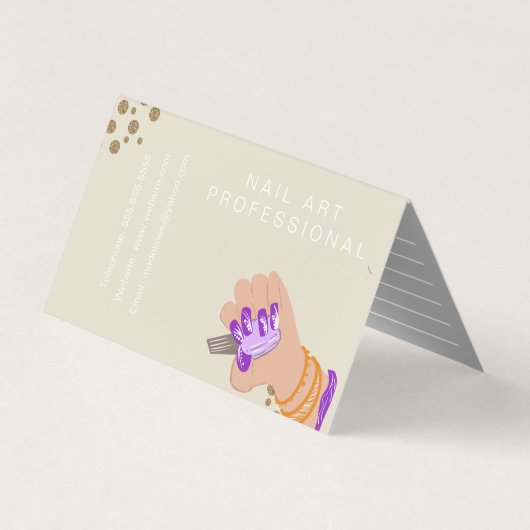 Nail Artist Glow Script Hand Drawn Appointing Visitekaartje (Achterkant)