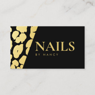Nail Artist Gold Leopard Print Visitekaartje