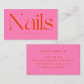 Nail Artist Hot Pink Red Typography Visitekaartje (Voorkant / Achterkant)