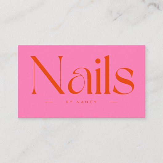 Nail Artist Hot Pink Red Typography Visitekaartje (Voorkant)