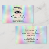 Nail Artist Lash Friseur Logo Hologramm Blau Bezoe Visitekaartje (Voorkant / Achterkant)
