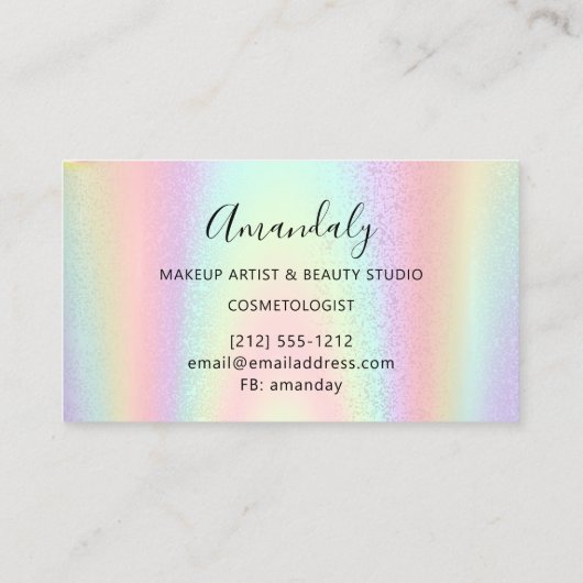 Nail Artist Lash Hairdresser Logo Holograaf Visitekaartje (Achterkant)