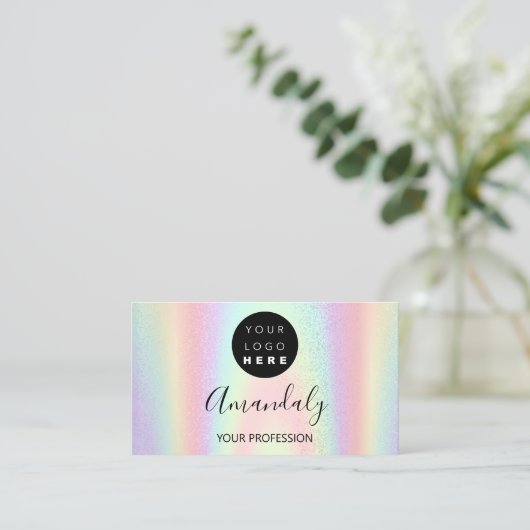 Nail Artist Lash Hairdresser Logo Holograaf Visitekaartje (Staand voorkant)