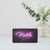 Nail Artist Manicure Beauty Salon Neon Roze Paarse Visitekaartje (Staand voorkant)