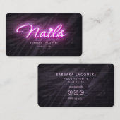 Nail Artist Manicure Beauty Salon Neon Roze Paarse Visitekaartje (Voorkant / Achterkant)