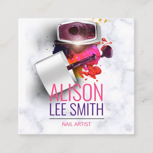 Nail Artist / Manicure Vierkante Visitekaartje (Voorkant)