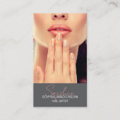 Nail Artist Modern Script Handtekening Grijs Visitekaartje (Voorkant)