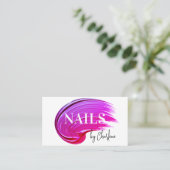 Nail Artist Modern Script Typografie Roze Pools Visitekaartje (Staand voorkant)