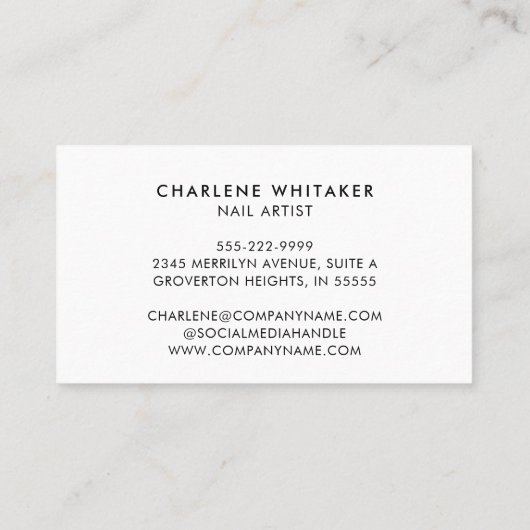 Nail Artist Moderne Typografie Pools Visitekaartje (Achterkant)