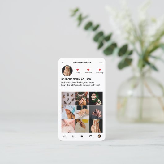 Nail Artist Nail Tech Manicurist IG Loyalty Wit Visitekaartje (Staand voorkant)