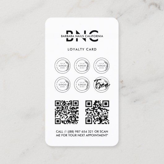 Nail Artist Nail Tech Manicurist IG Loyalty Wit Visitekaartje (Achterkant)