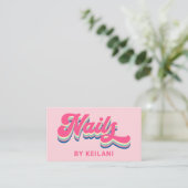 Nail Artist Nails van Groovy Retro Kleurrijke Stij Visitekaartje (Staand voorkant)