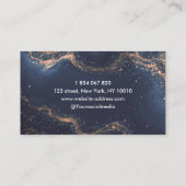 Nail Artist Navy Blue Agate Gold Monogram Visitekaartje (Achterkant)