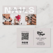 Nail Artist Pearl Pink Photo Collage QR Code Logo  Visitekaartje (Voorkant / Achterkant)