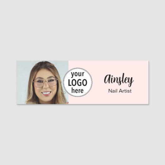  Nail Artist Photo Logo Blush Pink  Naamplaatje (Voorkant)