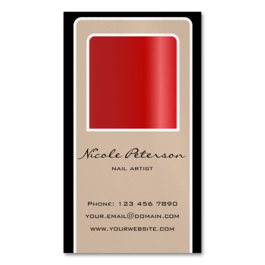 Nail Artist - rode nagelkaart Visitekaartje Magneet (Voorkant Verticaal)