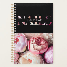 Nail Artist Salon Bloemen Zwart Roze Manicurist Planner