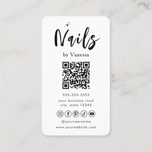 Nail Artist Salon QR Code Stijlvol Visitekaartje (Achterkant)