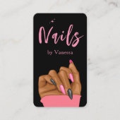 Nail Artist Salon QR Code Zwart Roze Visitekaartje (Voorkant)