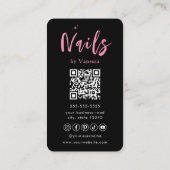 Nail Artist Salon QR Code Zwart Roze Visitekaartje (Achterkant)