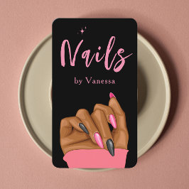 Nail Artist Salon QR Code Zwart Roze Visitekaartje