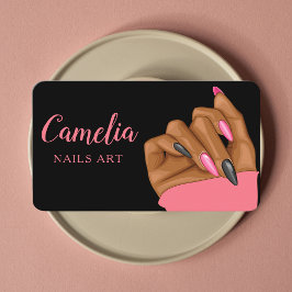 Nail Artist Salon QR Code Zwart Roze Visitekaartje