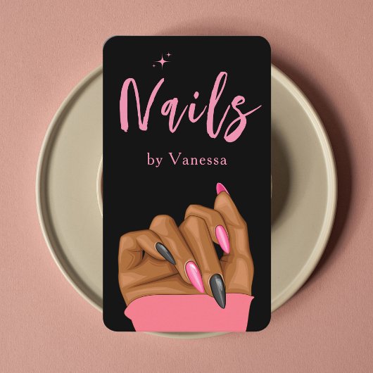 Nail Artist Salon QR Code Zwart Roze Visitekaartje