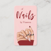 Nail Artist Salon Roze QR Code Chic Visitekaartje (Voorkant)