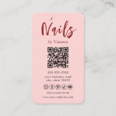 Nail Artist Salon Roze QR Code Chic Visitekaartje (Achterkant)