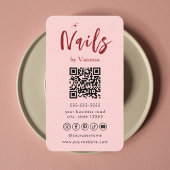 Nail Artist Salon Roze QR Code Chic Visitekaartje