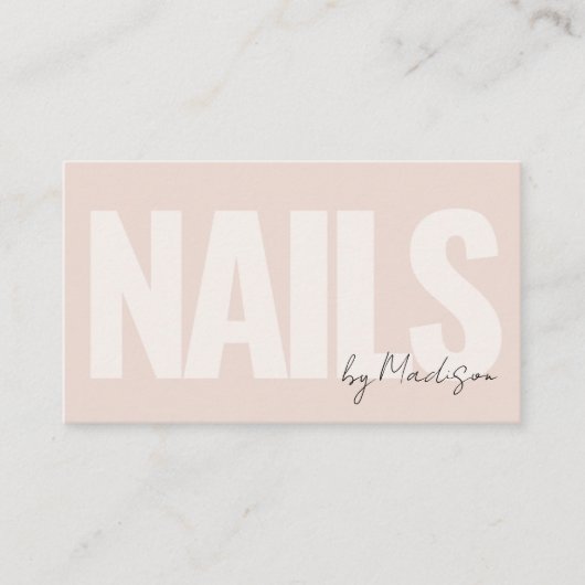 Nail Artist Salon Roze Typografie Visitekaartje (Voorkant)