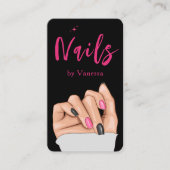 Nail Artist Salon Zwart Roze QR Code Visitekaartje (Voorkant)